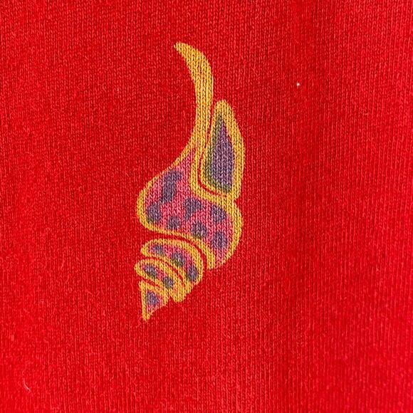 ZIP CODE Dress M Fish Shell Print Popover Maxi Sleeveless Jersey Cotton Red - Picture 8 of 15